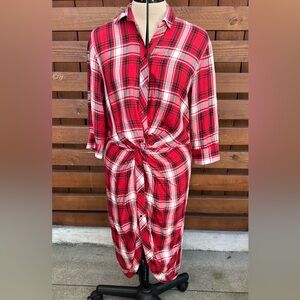 Zara Red Plaid twist front dress